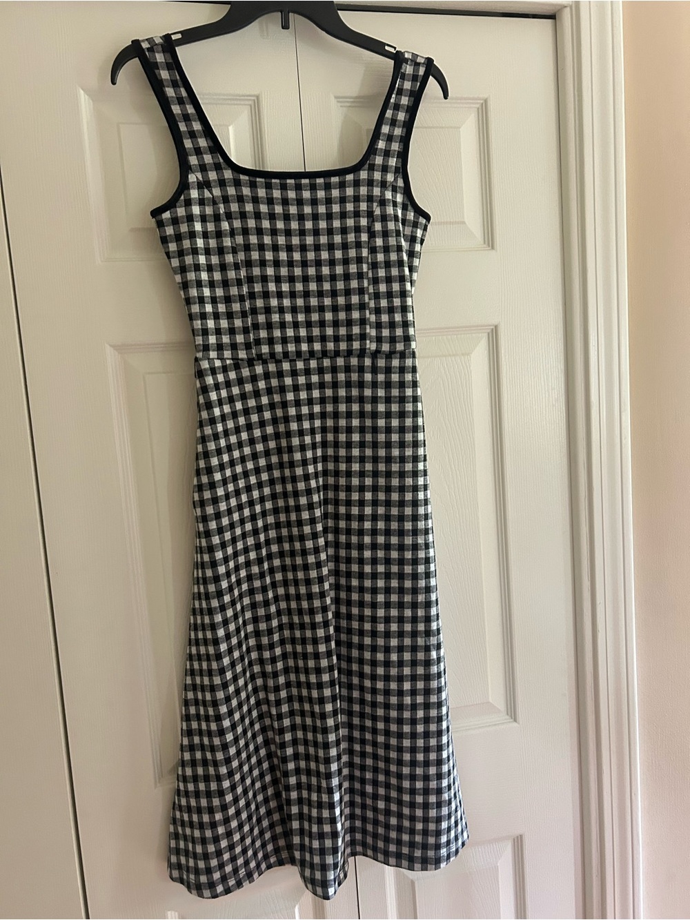 Draper James Black and White Gingham Midi Dress